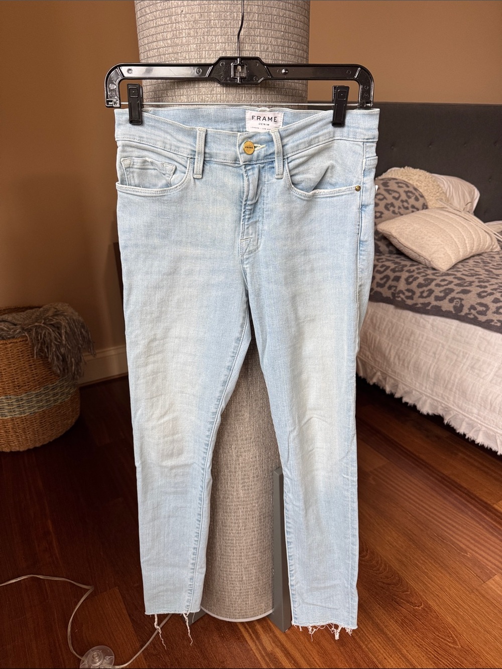 Frame Denim Pale Blue Cropped Slim Jeans